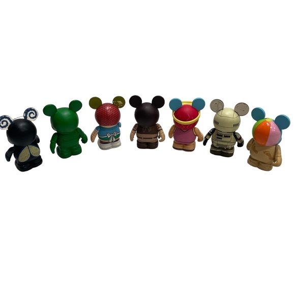 Lot of 7 Disney Vinylmation Figurines Western Gangster Lifeguard Girl Lunch Lady - Picture 3 of 5